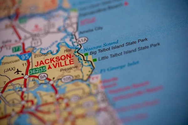 Woodbridge New Jersey Липня 2020 Карта Флориди Показана Фокусом Джексонвіллі — стокове фото