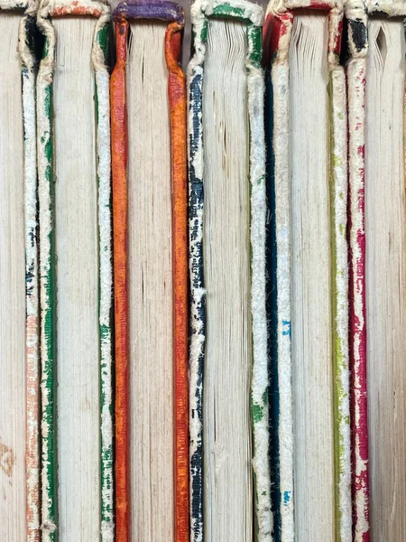 Uma Visão Abstrata Uma Pilha Livros Infantis Antigos Usados — Fotografia de Stock