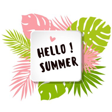 Yaz soyut vektör tasarım şablonu ile tropikal yaprak