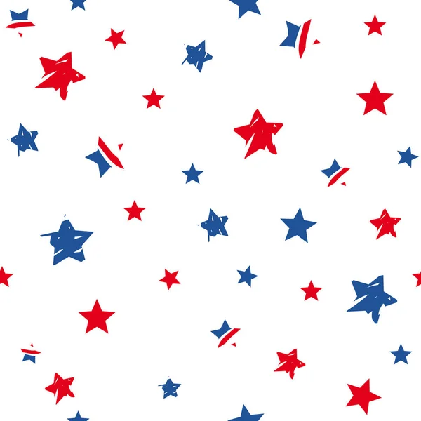 Vacaciones Americanas Patrón Sin Costuras Con Estrellas Rojas Azules — Vector de stock