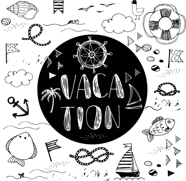 Tatil doodle kartı. Yaz karalamalar arka plan