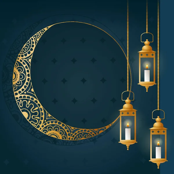 Altın Arap fenerler arka plan. İslami Tatil tasarım şablonu