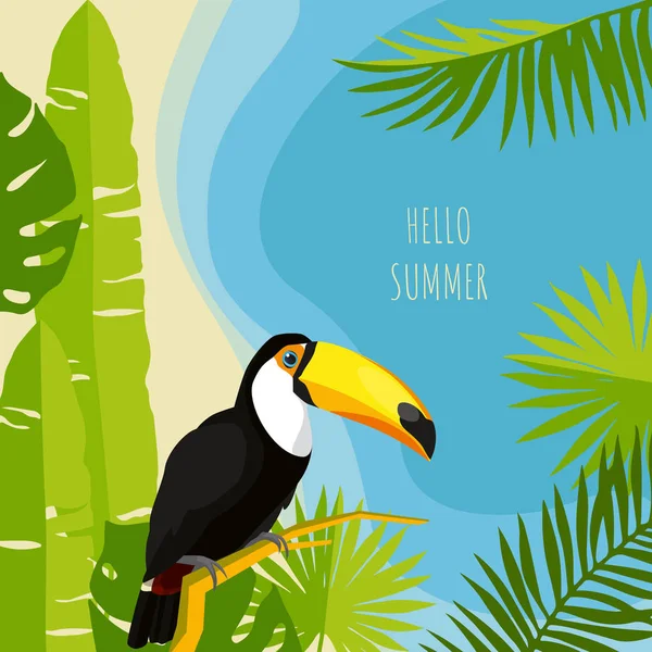 Plantilla Diseño Hojas Tropicales Verano Ilustración Del Vector Táctil — Archivo Imágenes Vectoriales