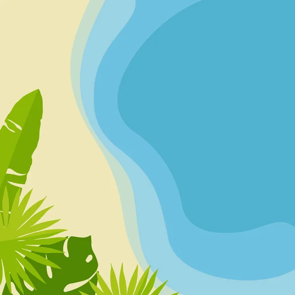 Modelo Design Tropical Verão Decorativo Folhas Palma Ilustração Vetor Mar —  Vetores de Stock