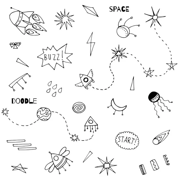 Space Doodle Objects Vector Illustration — Stock Vector