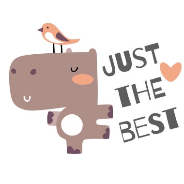 Kuş vektör illüstrasyon ile sevimli Bebek Hippo