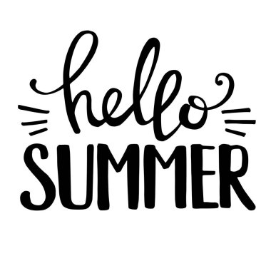 Merhaba Yaz motivasyon kartı. El yazısı harfler