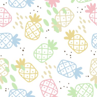 El çizilmiş ananas ile yaz dikişsiz desen