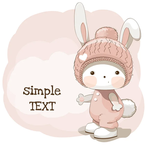 Pembe şapkalı sevimli bebek Bunny. Vektör çizim şablonu