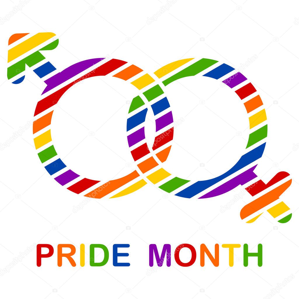 Male and female symbol with colorful stripes to show gender equality and diversity or lgbt Which is a matter that is accepted in modern society.