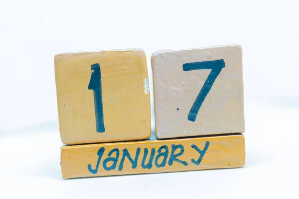 Enero Día Del Mes Calendario Sobre Fondo Madera Invierno Concepto —  Fotos de Stock