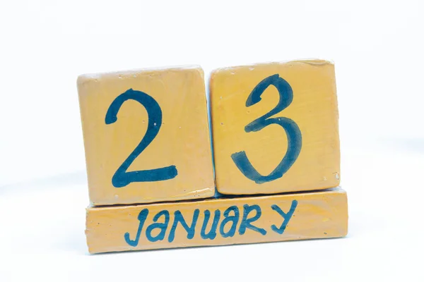 Enero Día Del Mes Calendario Sobre Fondo Madera Invierno Concepto — Foto de Stock