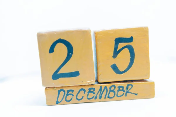 Diciembre Día Del Mes Calendario Sobre Fondo Madera Calendario Hecho —  Fotos de Stock