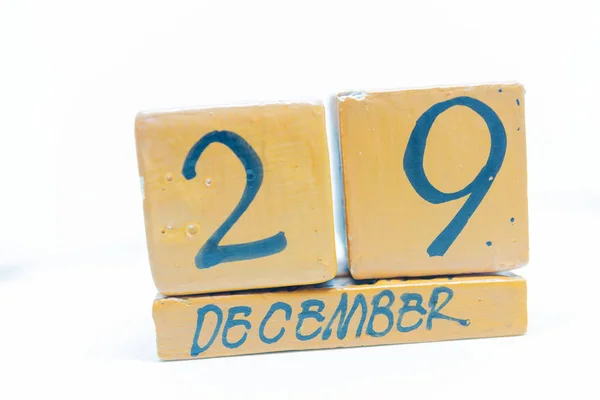 Prosince Den Měsíce Kalendář Dřevěné Pozadí Ručně Vyráběné Kalendář — Stock fotografie