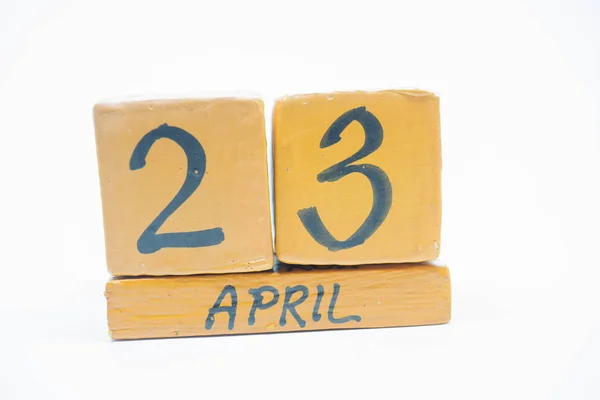 Abril Día Del Mes Calendario Madera Artesanal Aislado Sobre Fondo — Foto de Stock