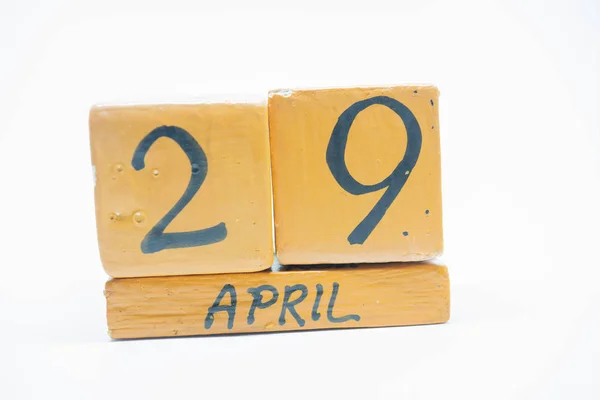 Abril Día Del Mes Calendario Madera Hecha Mano Aislado Sobre — Foto de Stock