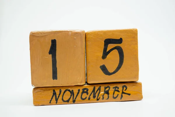 Noviembre Día Del Mes Calendario Madera Artesanal Aislado Sobre Fondo —  Fotos de Stock