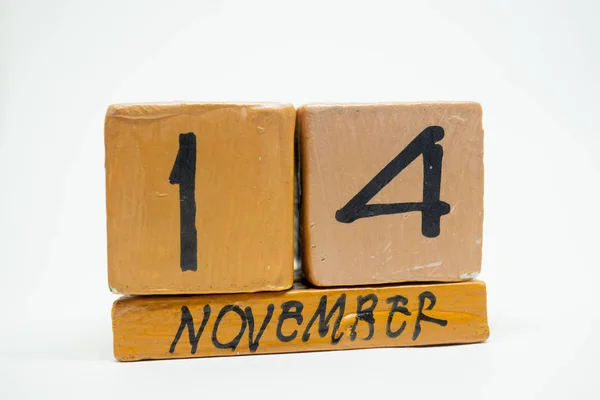 Listopada Dnia Miesiąca Ręcznie Robione Drewniane Kalendarz Białym Tle Jesienny — Zdjęcie stockowe