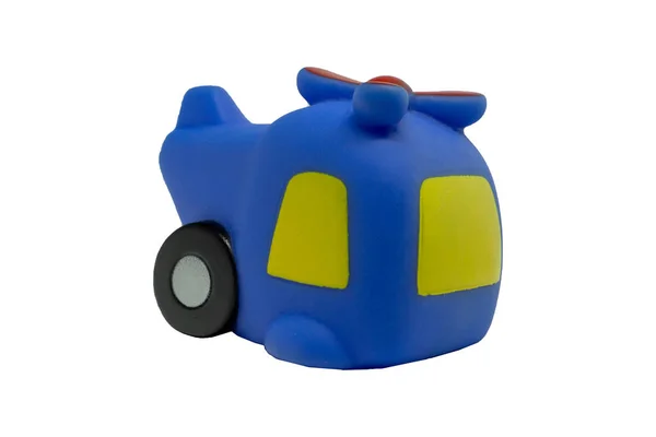 Helicóptero Brinquedo Borracha Brinquedo Infantil Para Banheiro Isolado Fundo Branco — Fotografia de Stock