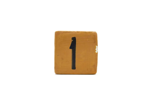 Número Cubo Material Madeira Isolado Branco — Fotografia de Stock
