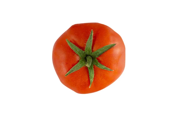 Um tomate vermelho fresco isolado em branco — Fotografia de Stock