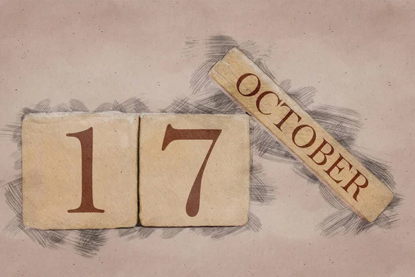 17 października. 17 dzień miesiąca, kalendarz w ręcznie robionym szkicu. pastelowy ton. jesienny miesiąc, koncepcja dnia roku — Zdjęcie stockowe