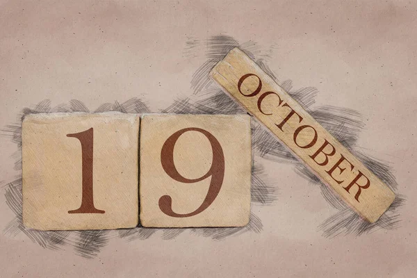 19 października. Dzień 19 miesiąca, kalendarz w ręcznie robionym szkicu. pastelowy ton. jesienny miesiąc, koncepcja dnia roku — Zdjęcie stockowe