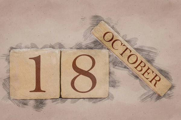 18. října. 18. den měsíce, kalendář v ručně dělaném náčrtu. pastelový tón. podzimní měsíc, den koncepce roku — Stock fotografie