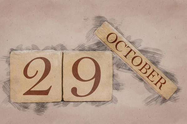 29 octobre. Jour 29 du mois, calendrier en style croquis fait à la main. ton pastel. mois d'automne, concept de jour de l'année — Photo