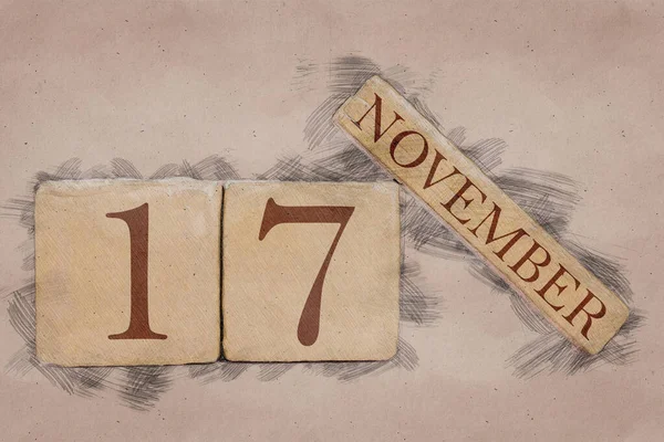 17 november. Dag 17 i månaden, kalender i handgjord skiss stil. Pastellton. höstmånad, årets dag konceptet — Stockfoto