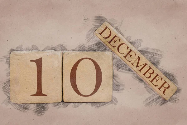 10 de diciembre. Día 10 del mes, calendario en estilo boceto hecho a mano. tono pastel. otoño mes, día del año concepto —  Fotos de Stock