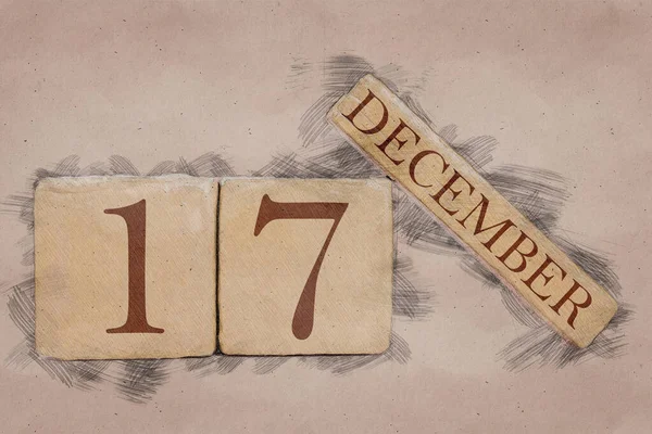 12月17日月の17日、手作りのスケッチスタイルでカレンダー。パステルトーン秋の月、今年のコンセプトの日 — ストック写真