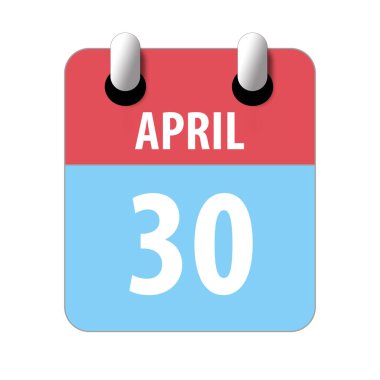 30 Nisan 'da. Ayın 30 'unda, beyaz arkaplanda basit takvim simgesi. Planlama. Zaman yönetimi. Web tasarımı için takvim simgeleri. Bahar ayı, yılın günü konsepti.