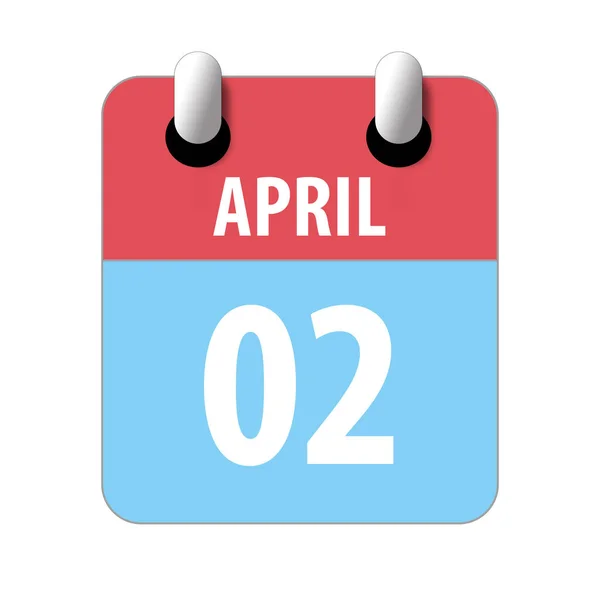 2 de abril. Día 2 del mes, icono de calendario simple sobre fondo blanco. Planeando. Gestión del tiempo. Conjunto de iconos de calendario para el diseño web. mes de primavera, concepto del día del año — Foto de Stock