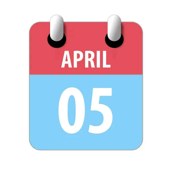 5 de abril. Día 5 del mes, icono de calendario simple sobre fondo blanco. Planeando. Gestión del tiempo. Conjunto de iconos de calendario para el diseño web. mes de primavera, concepto del día del año —  Fotos de Stock