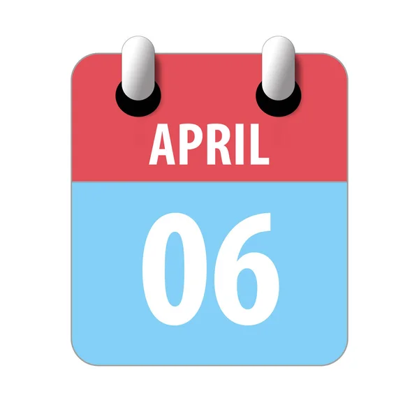 Szósty kwietnia. Dzień 6 miesiąca, Prosta ikona kalendarza na białym tle. Planuję. Zarządzanie czasem. Zestaw ikon kalendarza do projektowania stron internetowych. miesiąc wiosenny, koncepcja dnia roku — Zdjęcie stockowe