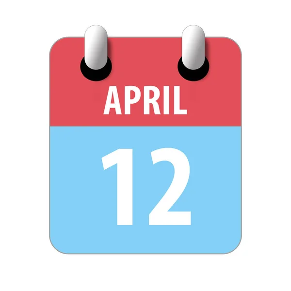 Den 12 april. Dag 12 i månaden, Enkel kalender ikon på vit bakgrund. Planerar. Tidsplanering. Uppsättning av kalenderikoner för webbdesign. Vårmånad, årets dag-koncept — Stockfoto