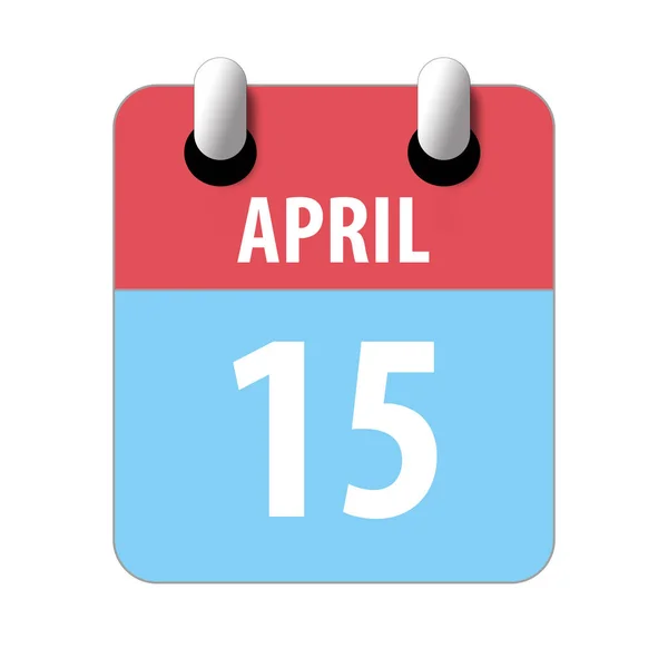 15. dubna. 15. den v měsíci, Jednoduchá ikona kalendáře na bílém pozadí. Plánování. Řízení času. Sada ikon kalendáře pro web design. jarní měsíc, den koncepce roku — Stock fotografie