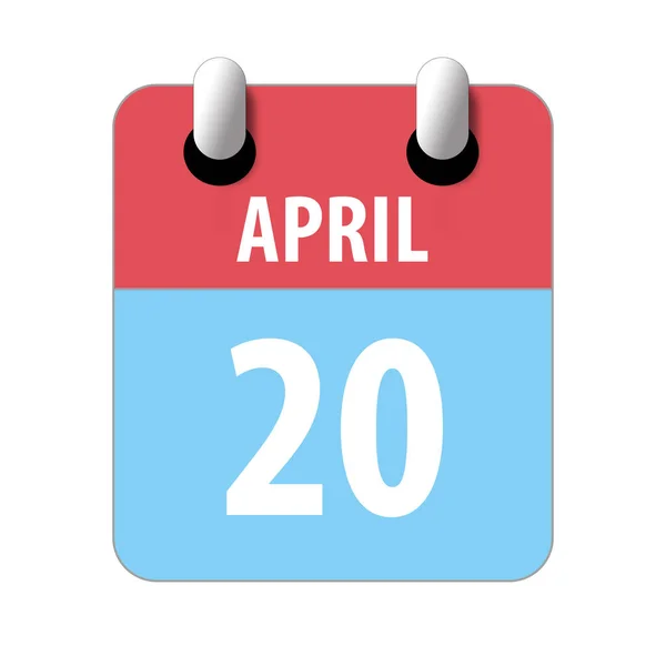 20 Nisan. Ayın 20 'si, beyaz arkaplanda basit takvim simgesi. Planlama. Zaman yönetimi. Web tasarımı için takvim simgeleri. Bahar ayı, yılın günü konsepti. — Stok fotoğraf