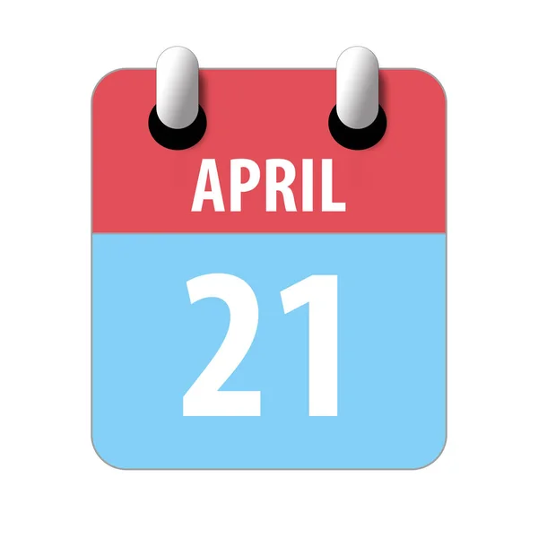 21 april. Dag 20 van de maand, Eenvoudige kalender pictogram op witte achtergrond. Plannen. Tijdmanagement. Set kalenderpictogrammen voor webdesign. voorjaarsmaand, dag van het jaarconcept — Stockfoto
