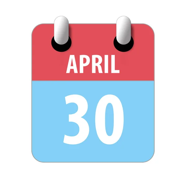 30:e april. Dag 30 i månaden, Enkel kalender ikon på vit bakgrund. Planerar. Tidsplanering. Uppsättning av kalenderikoner för webbdesign. Vårmånad, årets dag-koncept — Stockfoto