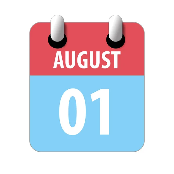 1η Αυγούστου. Ημέρα 1 του μήνα, Απλό εικονίδιο ημερολογίου σε λευκό φόντο. Σχεδιάζω. Διαχείριση χρόνου. Σύνολο εικονιδίων ημερολογίου για σχεδιασμό ιστοσελίδων. καλοκαίρι μήνα, ημέρα του έτους έννοια — Φωτογραφία Αρχείου