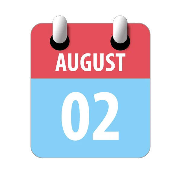 August 2nd. Day 2 of month,Simple calendar icon on white background. Planning. Time management. Set of calendar icons for web design. summer month, day of the year concept — Stock Photo, Image