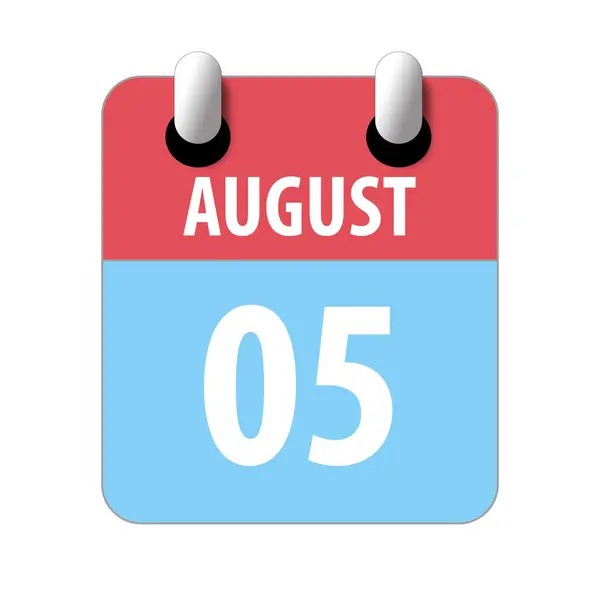 5 Αυγούστου. Ημέρα 5 του μήνα, Απλό εικονίδιο ημερολογίου σε λευκό φόντο. Σχεδιάζω. Διαχείριση χρόνου. Σύνολο εικονιδίων ημερολογίου για σχεδιασμό ιστοσελίδων. καλοκαίρι μήνα, ημέρα του έτους έννοια — Φωτογραφία Αρχείου