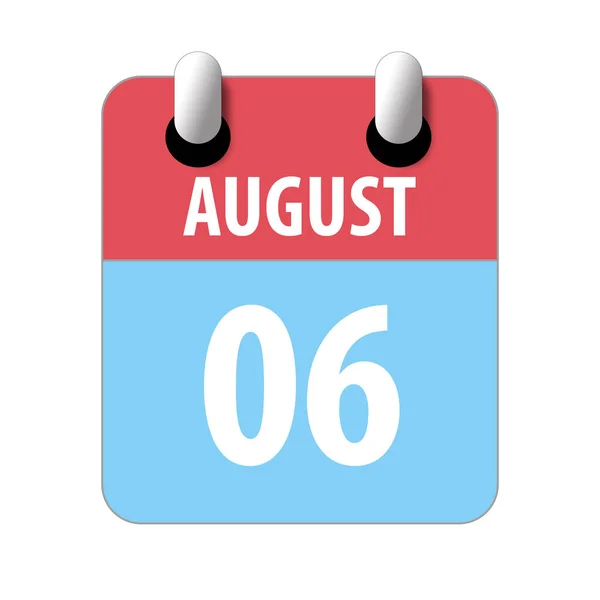 6 Αυγούστου. Ημέρα 6 του μήνα, Απλό εικονίδιο ημερολογίου σε λευκό φόντο. Σχεδιάζω. Διαχείριση χρόνου. Σύνολο εικονιδίων ημερολογίου για σχεδιασμό ιστοσελίδων. καλοκαίρι μήνα, ημέρα του έτους έννοια — Φωτογραφία Αρχείου