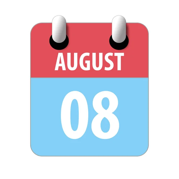 8 Αυγούστου. Ημέρα 8 του μήνα, Απλό εικονίδιο ημερολογίου σε λευκό φόντο. Σχεδιάζω. Διαχείριση χρόνου. Σύνολο εικονιδίων ημερολογίου για σχεδιασμό ιστοσελίδων. καλοκαίρι μήνα, ημέρα του έτους έννοια — Φωτογραφία Αρχείου