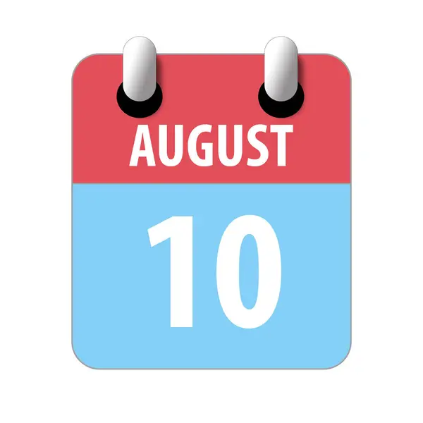 10 de agosto. Día 10 del mes, icono de calendario simple sobre fondo blanco. Planeando. Gestión del tiempo. Conjunto de iconos de calendario para el diseño web. verano mes, día del año concepto —  Fotos de Stock