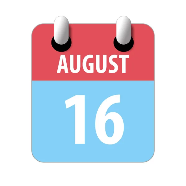 Le 16 août. Jour 16 du mois, Icône de calendrier simple sur fond blanc. Planifier. Gestion du temps. Ensemble d'icônes de calendrier pour la conception web. mois d'été, concept de jour de l'année — Photo