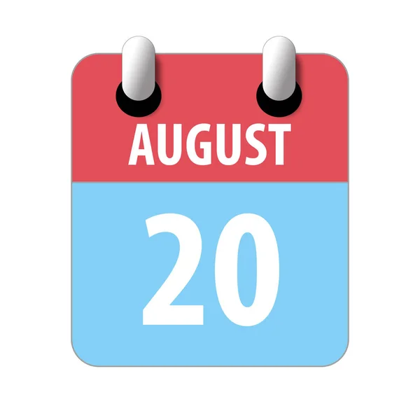 20 Αυγούστου. Ημέρα 20 του μήνα, Απλό εικονίδιο ημερολογίου σε λευκό φόντο. Σχεδιάζω. Διαχείριση χρόνου. Σύνολο εικονιδίων ημερολογίου για σχεδιασμό ιστοσελίδων. καλοκαίρι μήνα, ημέρα του έτους έννοια — Φωτογραφία Αρχείου