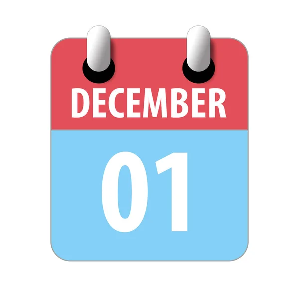 1 de diciembre. Día 1 del mes, icono de calendario simple sobre fondo blanco. Planeando. Gestión del tiempo. Conjunto de iconos de calendario para el diseño web. invierno mes, día del año concepto —  Fotos de Stock